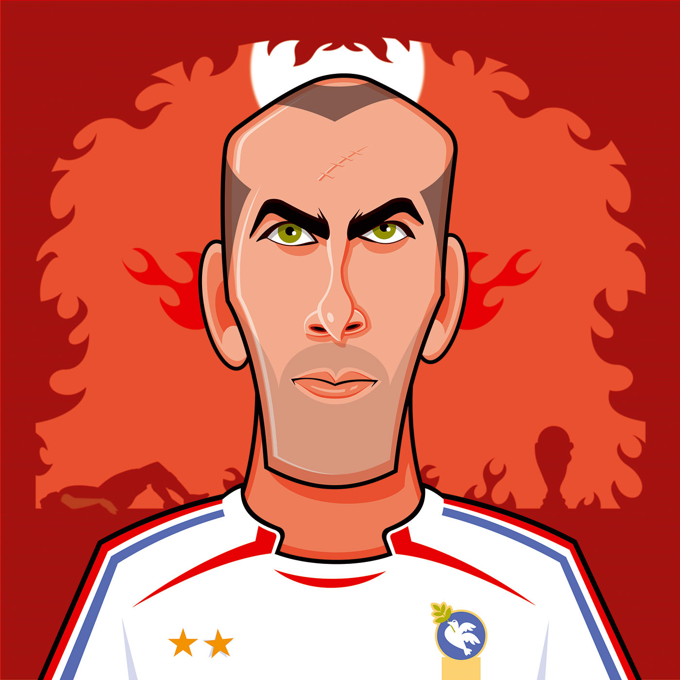 Zinedin Zidane Nationalmaschaft Fußballhelden Klose Podolski Ballack Jansen Thomas Gronle Berlin Illustration